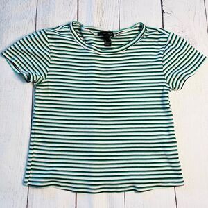Forever 21 Striped T Shirt Womens Small Green White Casual Top - OBO